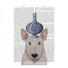English Bull Terrier with Blue Vase