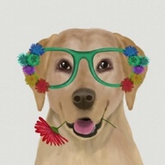 Yellow Labrador and Flower Glasses
