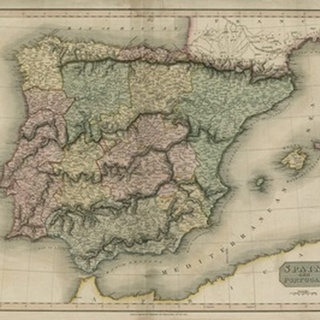 Vintage Map of Spain and Portugal