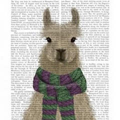 Llama with Purple Scarf, Portrait Book Print