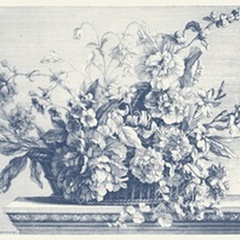 Navy Basket of Flowers II