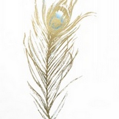 Gold Foil Feather I with Hand Color