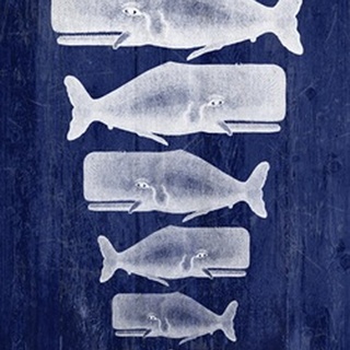 Whale Family White On Blue