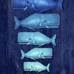Whale Family Blue on Blue