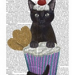 Black Cat Cupcake Book Print