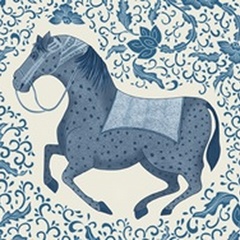 Chinoiserie Horse Blue Back