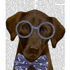 Chocolate Labrador with Glasses and Bow Tie