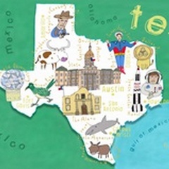 Illustrated State Maps Texas