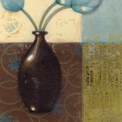 Ebony Vase with Blue Tulips II