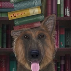German Shepherd and Books