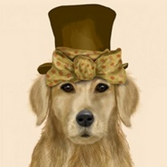 Golden Retriever, Hat and Bow