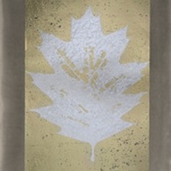 Silver Foil Leaf I on Gold Foil and Sepia Wash