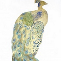 Gold Foil Peacock II with Hand Color