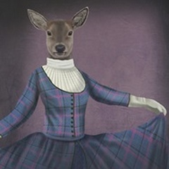Scottish Deer Lady Bess MacBeth, Portrait, Art Print