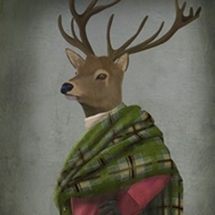 Scottish Deer Sir Shuggy Campbell, Portrait, Art Print