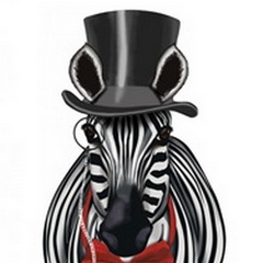 Zebra with Top Hat and Bow Tie 2, Forwards