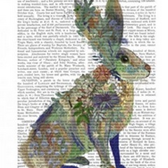 Fantastic Florals Hare, Sitting , Book Print