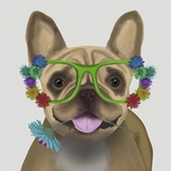 French Bulldog and Flower Glasses