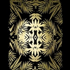 Gold Foil Tropical Kaleidoscope I on Black