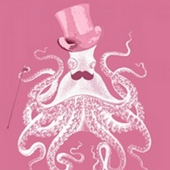 Octopus White on Pink a