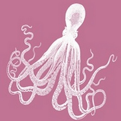 Octopus 1 White on Pink