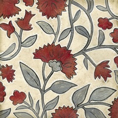 Red and Grey Floral I