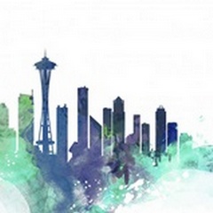Seattle Watercolor Cityscape