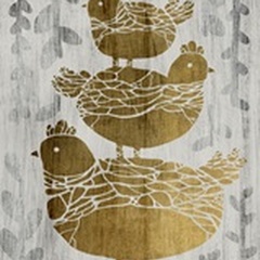 Three French Hens - Gold Leaf Holiday