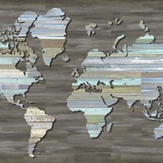 World Map Dark Wood 2
