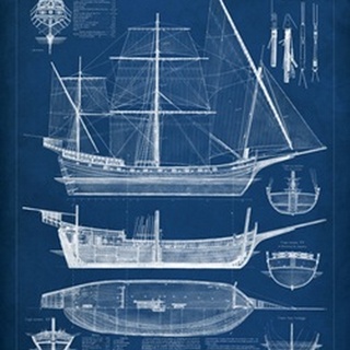 Antique Ship Blueprint I