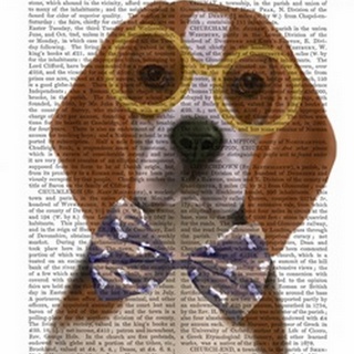 Beagle with Glasses and Bow Tie