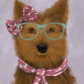 Yorkshire Terrier with Glasses and Scarf
