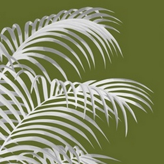 Palm Leaf 1, White On Green