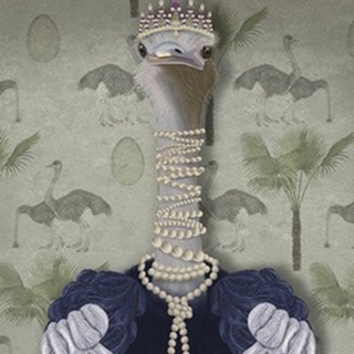 Ostrich and Pearls, Portrait