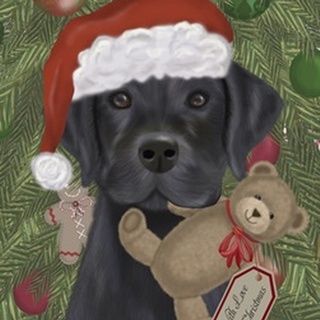 Christmas Black Labrador and Teddy