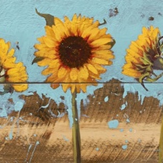 Sunflowers on Wood IV