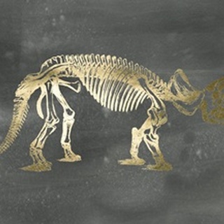 Gold Foil Dinosaur on Black Wash