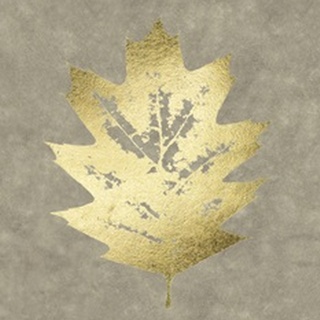 Gold Foil Leaf I on Lichen Wash