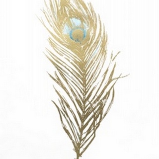 Gold Foil Feather II with Hand Color