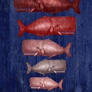 Whale Family Red On Blue