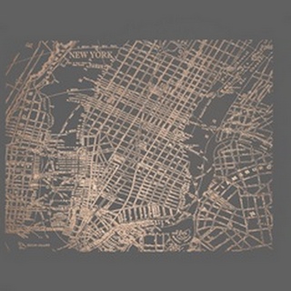 Rose Gold Foil Maps II on Dark Grey