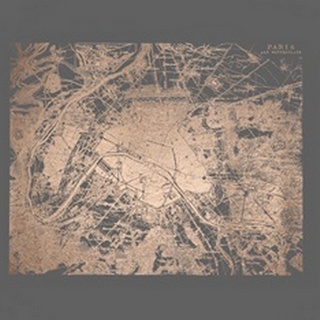 Rose Gold Foil Maps I on Dark Grey