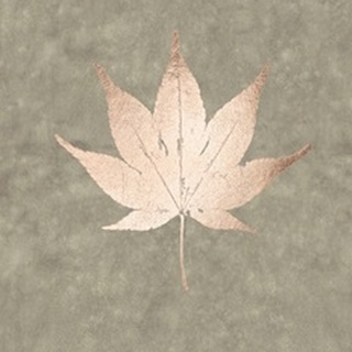Rose Gold Foil Leaf IV on Lichen Wash