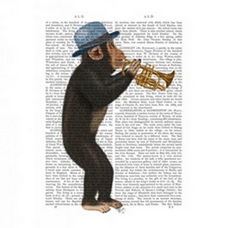Monkey Playing Trumpet with Blue Hat