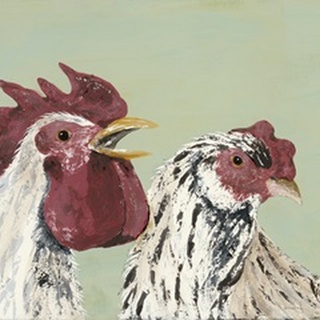 Four Roosters White Chickens
