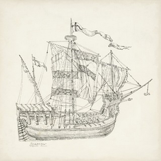 Antique Ship Sketch VIII