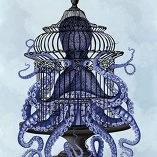 Blue Octopus in Cage