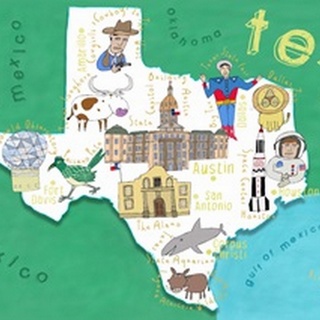 Illustrated State Maps Texas