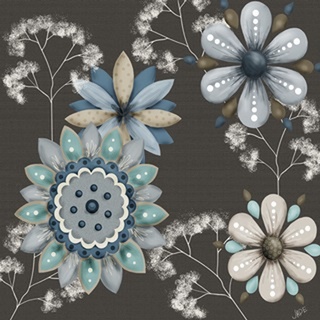 Blue Floral on Sepia II