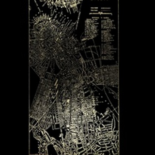 Gold Foil City Map Boston on Black